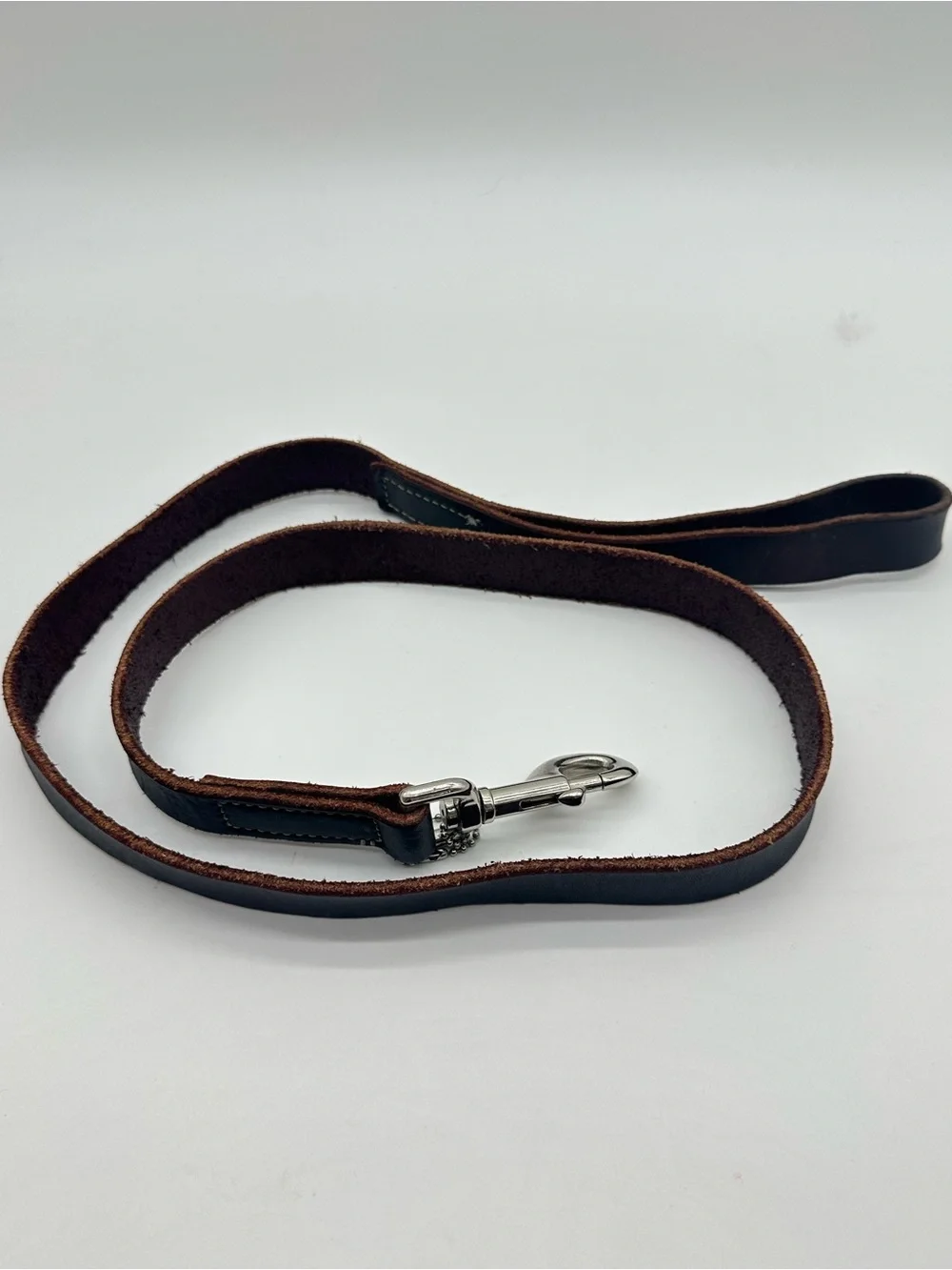 Circle T Brown Leather Dog Leash with Silver Tone Hardware